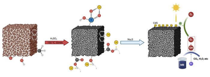 Rapid sulfonation of lignite for cadmium removal in wastewater and subsequent recycle into photocatalysts