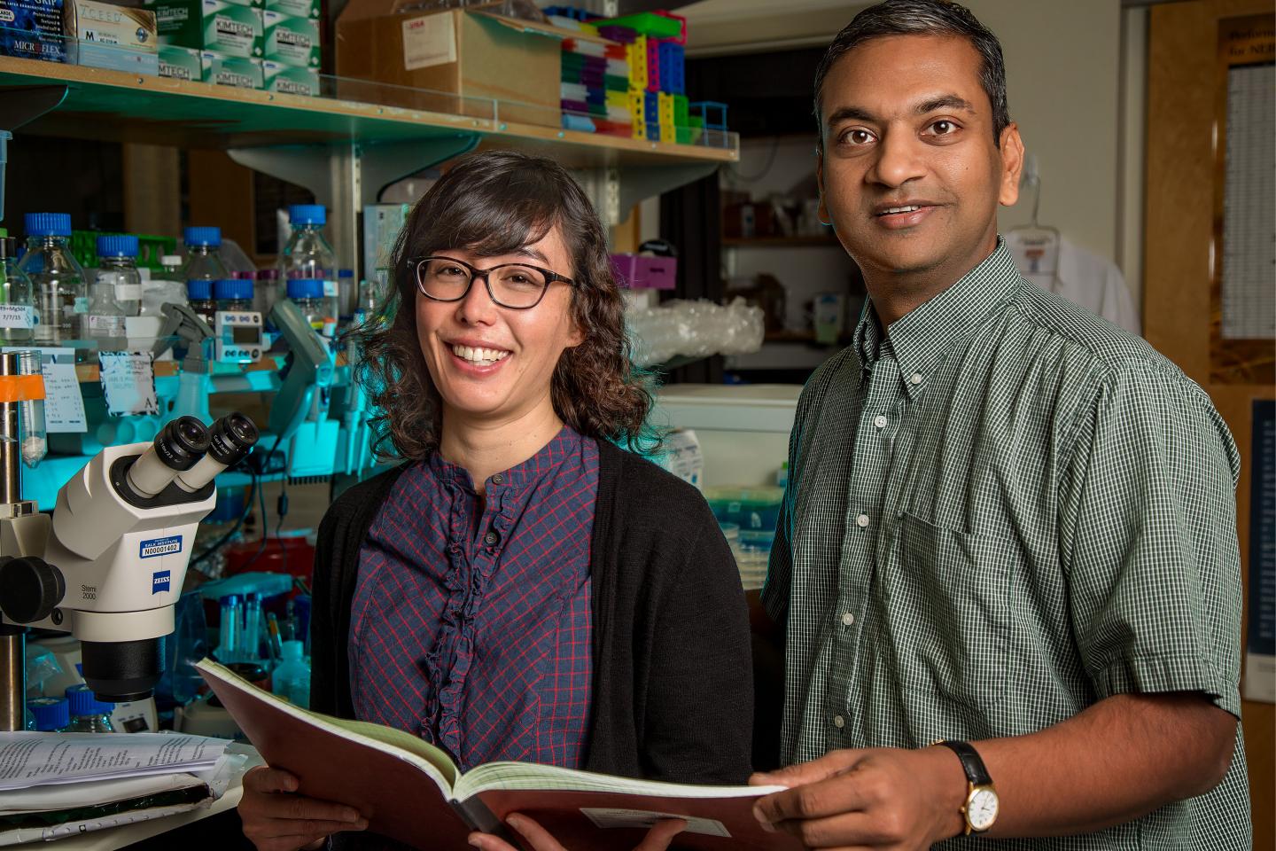 Laura Hale and Sreekanth Chalasani, Salk Communications 