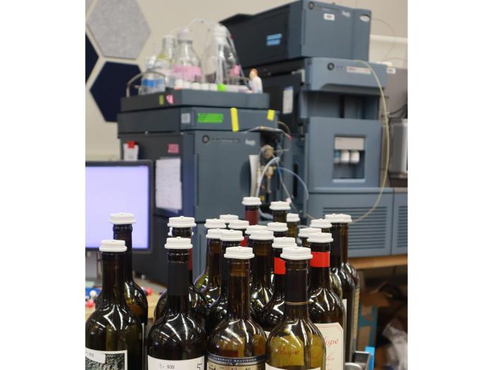 A collection of wines being analyzed for their tannin fingerprints