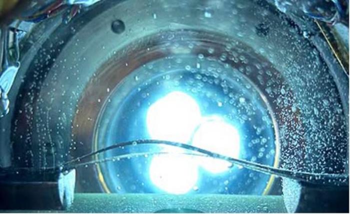 High-temperature superconducting wire and liquid hydrogen in the chamber.