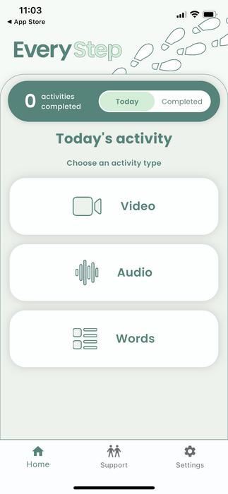 EveryStep App - choosing content in different formats