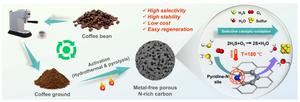 Coffee grounds derived porous nitrogen-rich biochar as a metal-free catalyst for efficient selective oxidation of hydrogen sulfide to sulfur