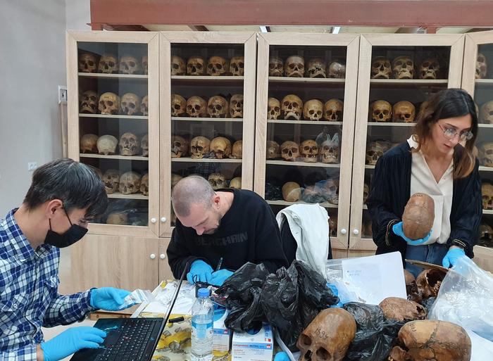 Sampling human remains in the anthropological collection at Tbilisi State University