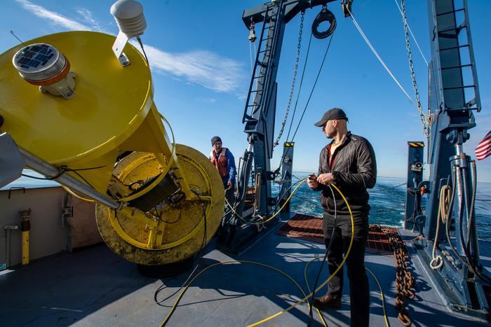 Lake Superior buoy deployment by UMD Jay Austin