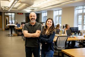 Alp Tural (at left) and Elif Tural, interior design faculty in the School of Design, prepare students to create spaces rooted in empathy. Their teaching emphasizes designing with people through collaboration, accessibility, and a focus on human well-being