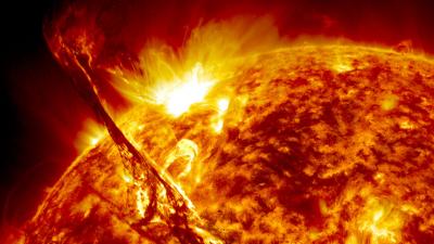Solar Prominence and Flare from SDO