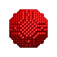 Nanoparticle with crystal facets during collision
