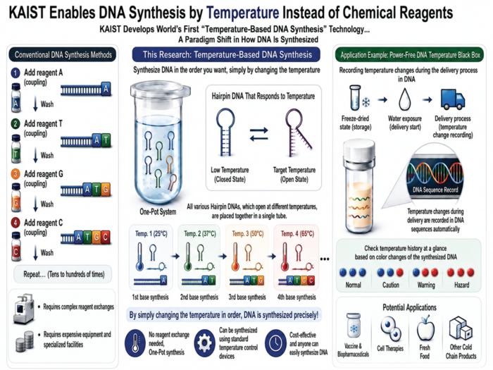 KAIST Enables DNA Synthesis Using Only Temperature Instead of Chemical Reagents