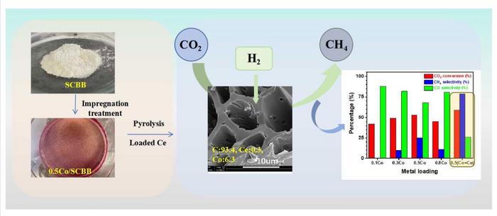 Effect of metal loading and Ce addition on biochar-supported Co catalysts for CO2 methanation