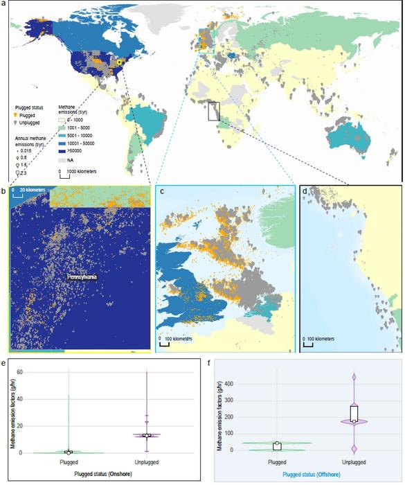 Mapping methane emissions from abandoned oil and gas wells worldwide
