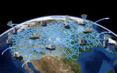 Satellite Image of North America with the GENI Network Superimposed on North America