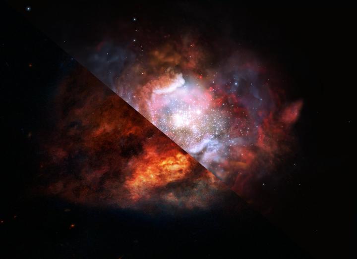 Artist's Impression of a Dusty Starburst Galaxy