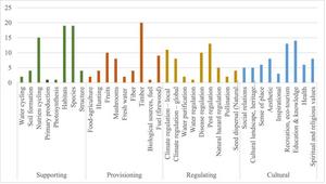 Ecosystem services attributed to clearcut-free forestry and the number of interviewees identifying them.