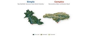 Complex and simple catchment areas