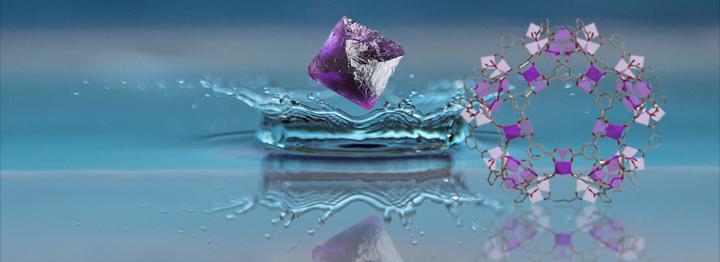 A Drop of Water Injected on an Octahedral Crystal