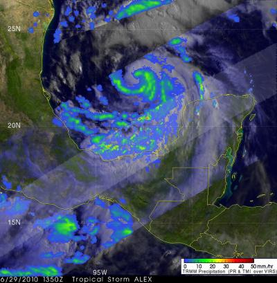 TRMM Captures Alex's Rainfall