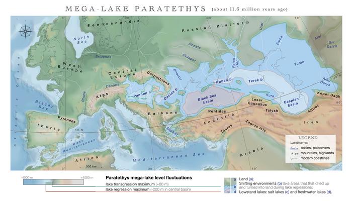 Mega-lake Paratethys, about 11.6 Million years ago