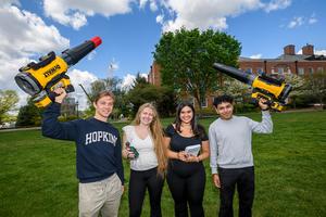 Students invent quieter leaf blower/photo