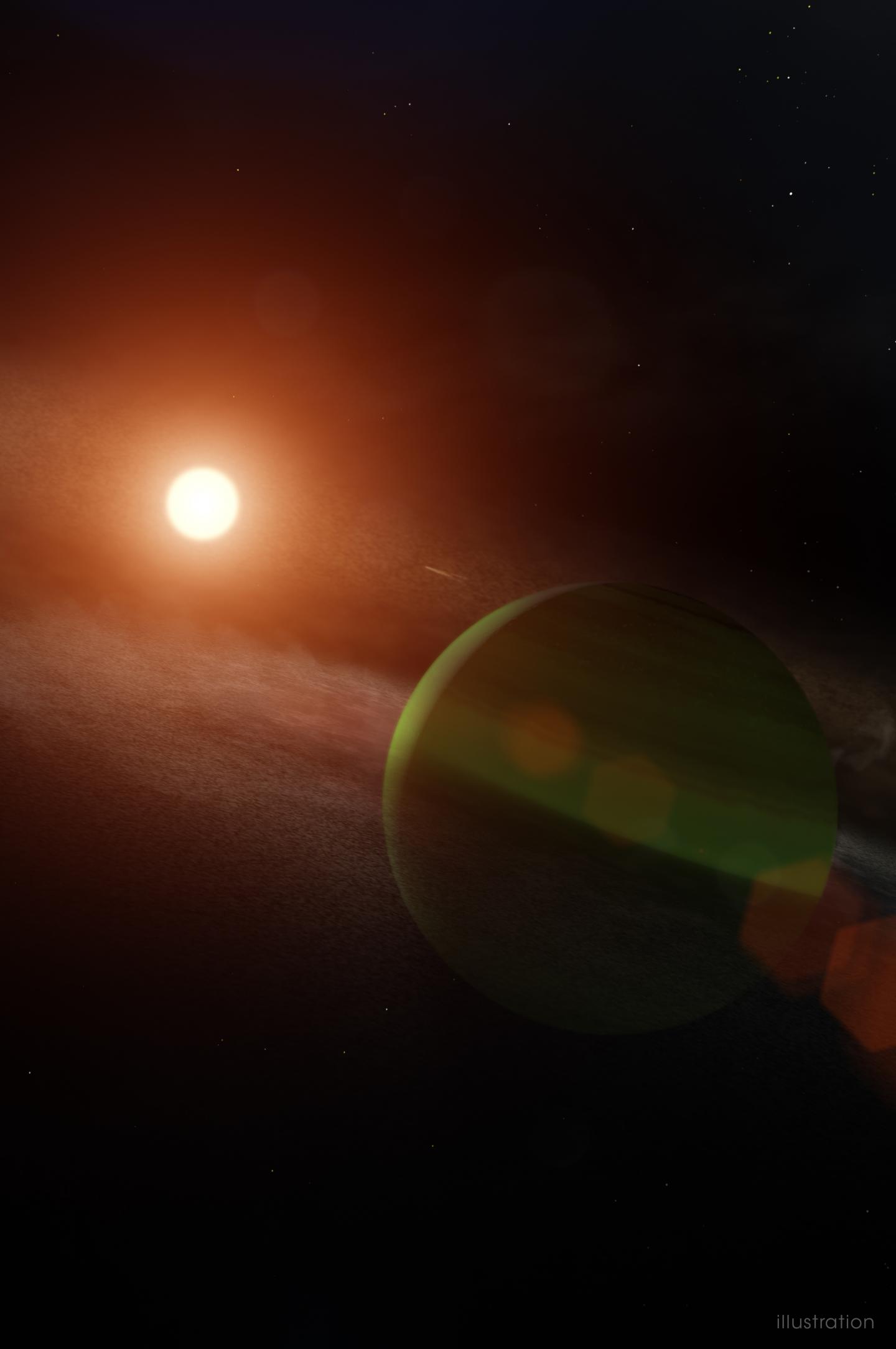 AU Mic b and its host star (illustration)