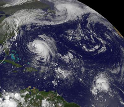 Satellite Panorama of Hurricane Katia and Tropical Storm Maria