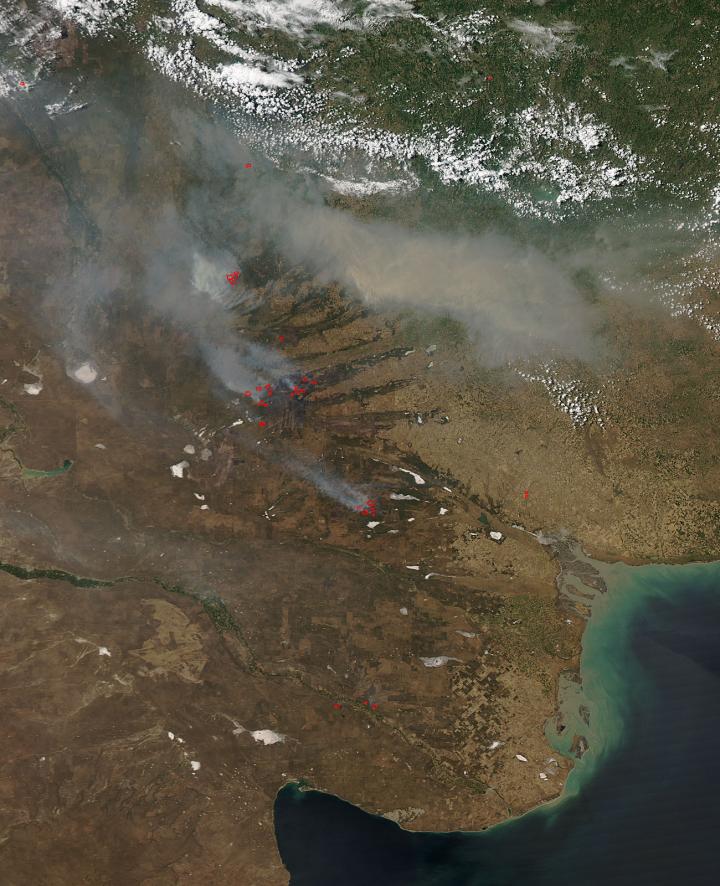 Wildfires In Argentina Captured by Aqua Satellite