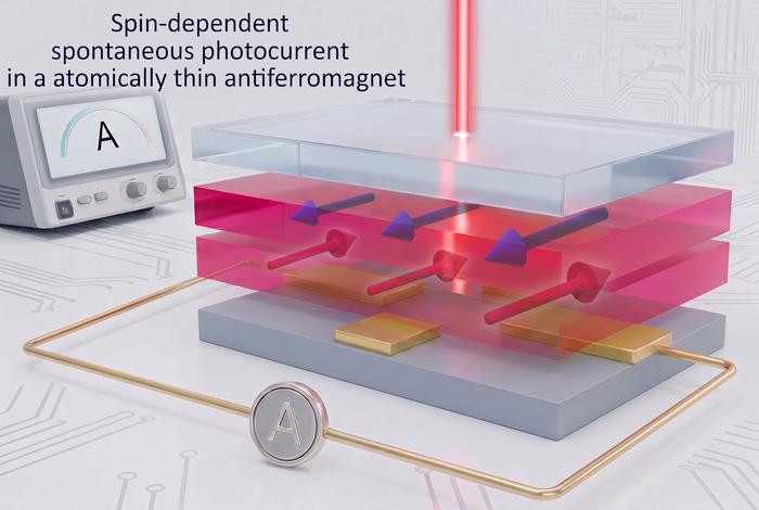 A new photocurrent reflecting magnetic states in an atomically thin antiferromagnet