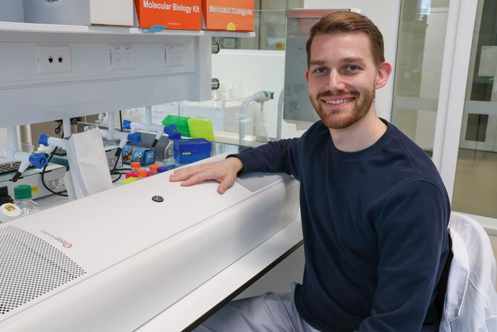 Dr Andrew Shoubridge with a GUV appliance used in the trial