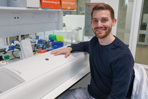 Dr Andrew Shoubridge with a GUV appliance used in the trial