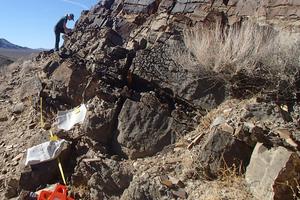 Collecting rock samples