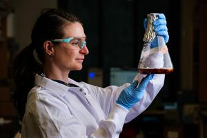 Tess Eidem in the lab