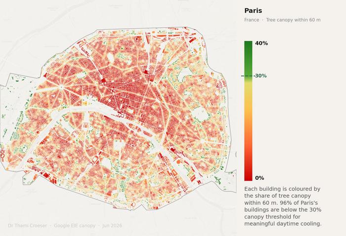 Tree canopy map of Paris