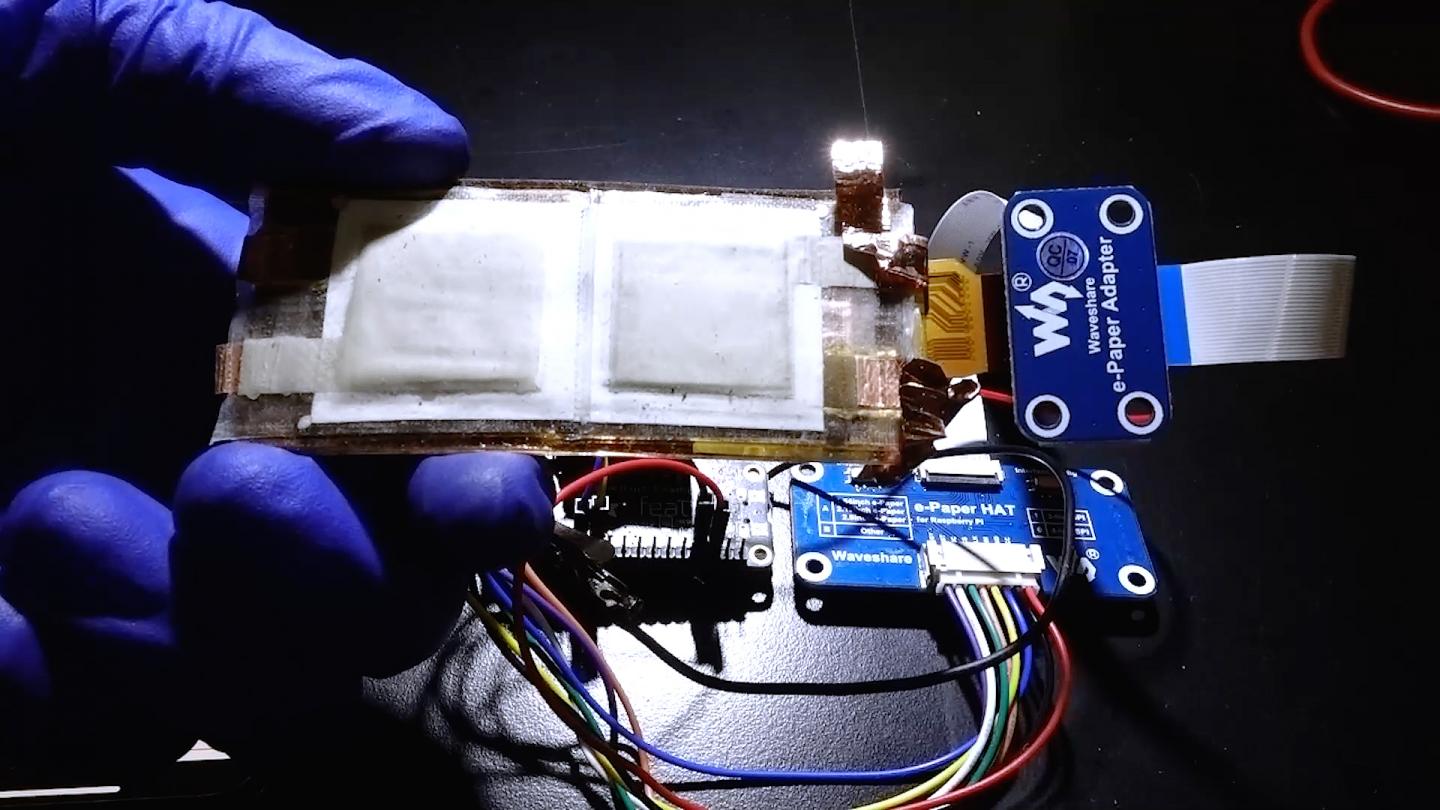 Battery powers a flexible display