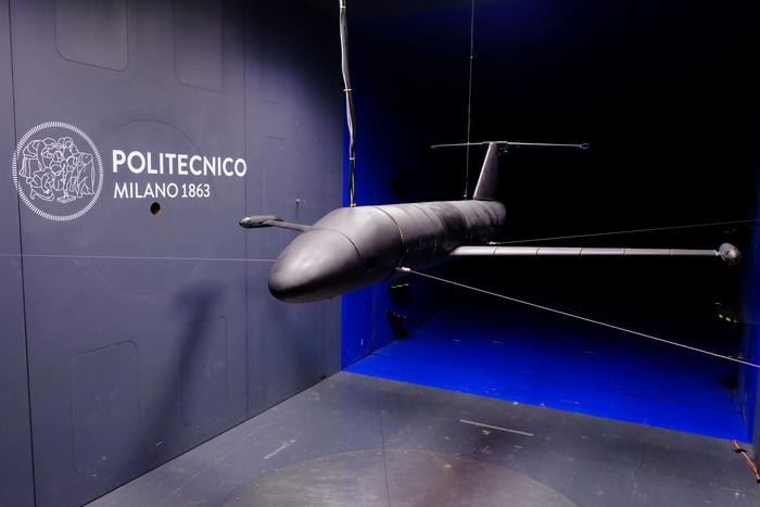 X-DIA, an aeroelastic model at Politecnico di Milano used to test technologies that actively control the aircraft response to aero-servo-elastic interactions.