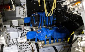 Phantoms with radiation detector, installed inside the Orion capsule.