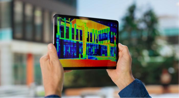 An autonomous robotic inspection system that uses millimeter wave radar to generate non contact, volumetric 3D thermal conductivity maps of opaque building materials.