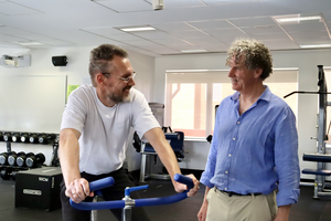 Trial participant Volker Rehbocks and Curtin Professor Peter O'Sullivan