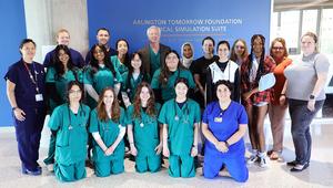 Clinical Experience Workshop leaders, UTA pre-med and theater students, and UTA Libraries staff members