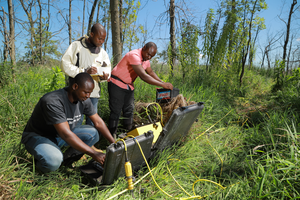Injecting electrical currents into soil