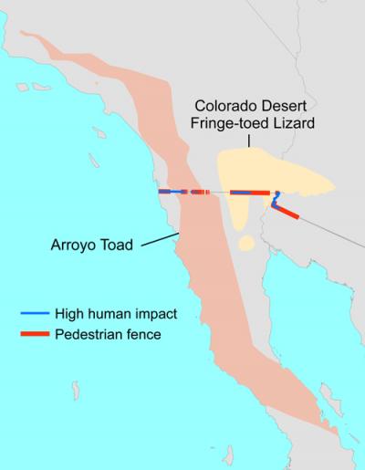 California Border Map Showing 2 Species at Risk