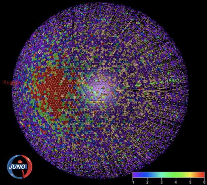 Prompt signal of a reactor neutrino event detected on August 24, with energy of ~5.7MeV.