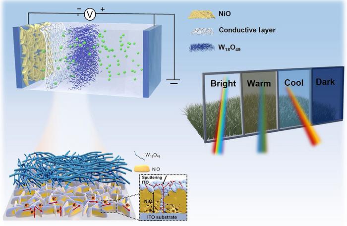 Tandem-structured electrochromic electrodes enable multi-spectra modulation for smart windows