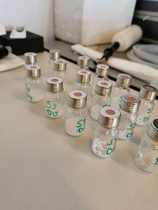 Dried sample vials with salt residue