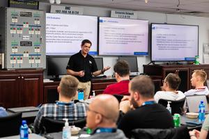 Jeff Hahn, director of Idaho National Laboratory’s ICS Cybersecurity Lab Training (ICS 301), talks to a class at the program’s facility on Lindsay Boulevard.