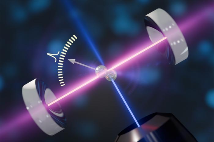 Laser hits glass particles