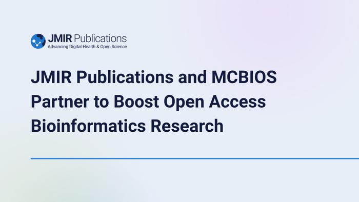 JMIR Publications and MCBIOS Partner to Boost Open Access Bioinformatics Research