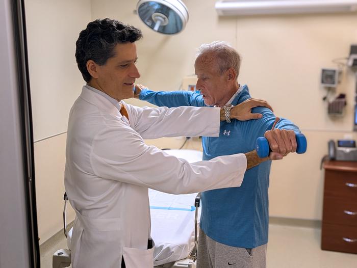 Study senior author Dr. Andres Duarte and transplant candidate Steven McGowan at Northwestern Medicine Organ Transplant Center in Chicago