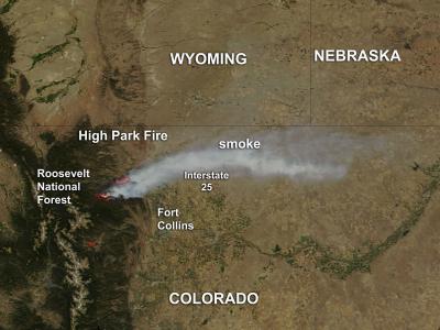 NASA Satellite View of High Park Fire -- June 23, 2012