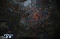Photograph of pinwheel painting with hallucinogenic Datura wrightii quid in crevice