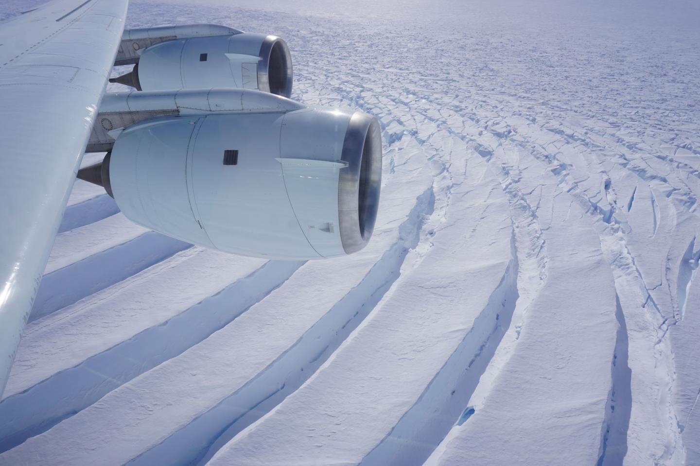 Enormous Curved Crevasses near the Pine Island Glacier Shear Margin