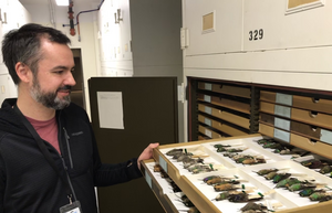 Chad Eliason with hummingbirds